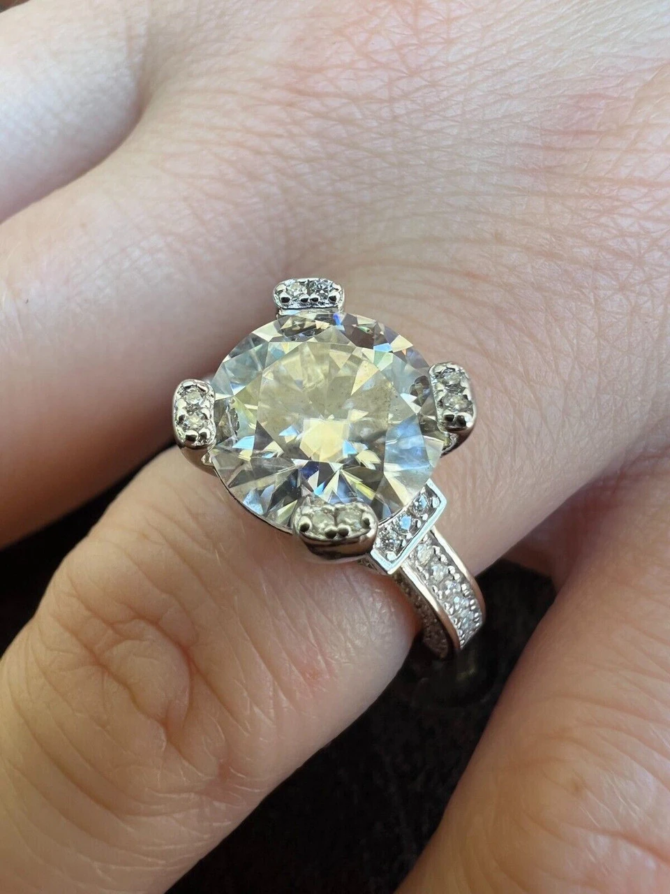 Real VVS D Color Moissanite Engagement Promise Ring 925 Silver 1.2-4.2ct Sz 4-10 8 Real VVS D Color Moissanite Engagement Promise Ring 925 Silver 1.2-4.2ct Sz 4-10 - Image 6