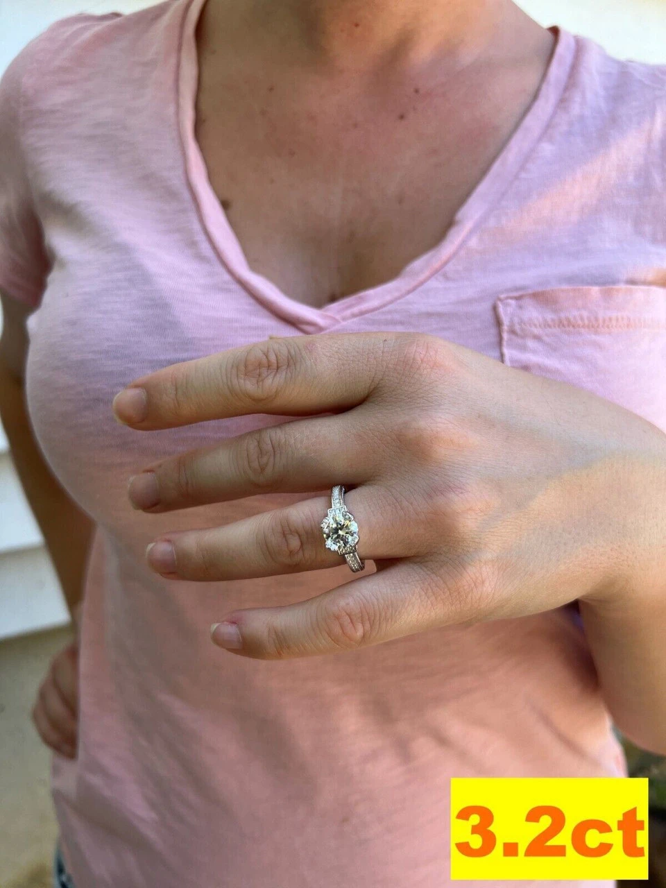 Real VVS D Color Moissanite Engagement Promise Ring 925 Silver 1.2-4.2ct Sz 4-10 7 Real VVS D Color Moissanite Engagement Promise Ring 925 Silver 1.2-4.2ct Sz 4-10 - Image 5