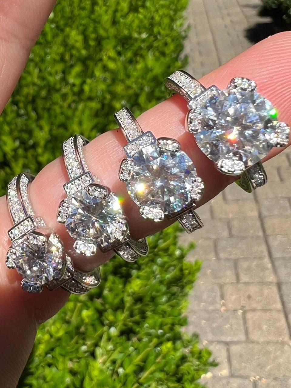 Real VVS D Color Moissanite Engagement Promise Ring 925 Silver 1.2-4.2ct Sz 4-10 4 Real VVS D Color Moissanite Engagement Promise Ring 925 Silver 1.2-4.2ct Sz 4-10 - Image 2