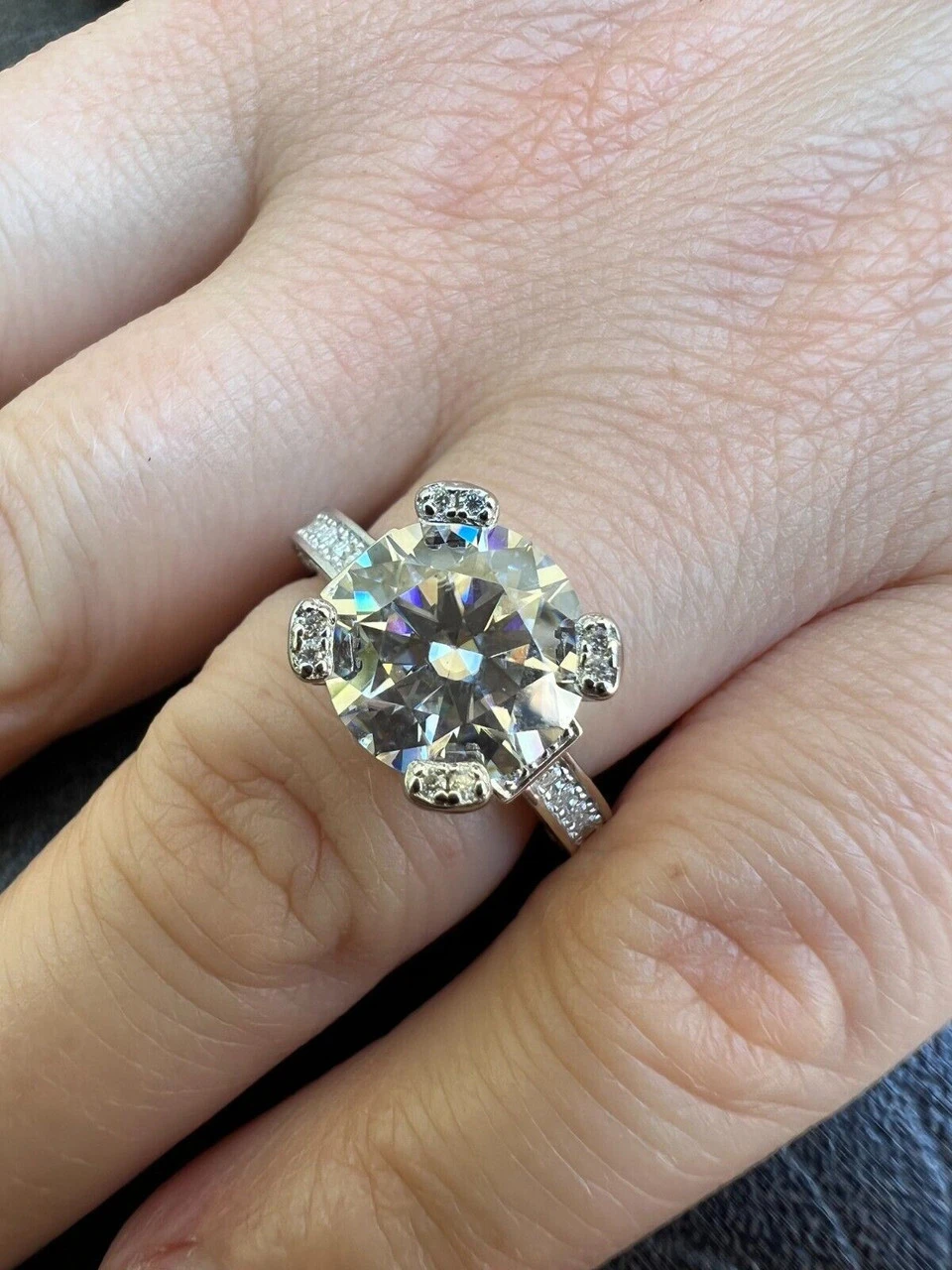 Real VVS D Color Moissanite Engagement Promise Ring 925 Silver 1.2-4.2ct Sz 4-10 5 Real VVS D Color Moissanite Engagement Promise Ring 925 Silver 1.2-4.2ct Sz 4-10 - Image 3