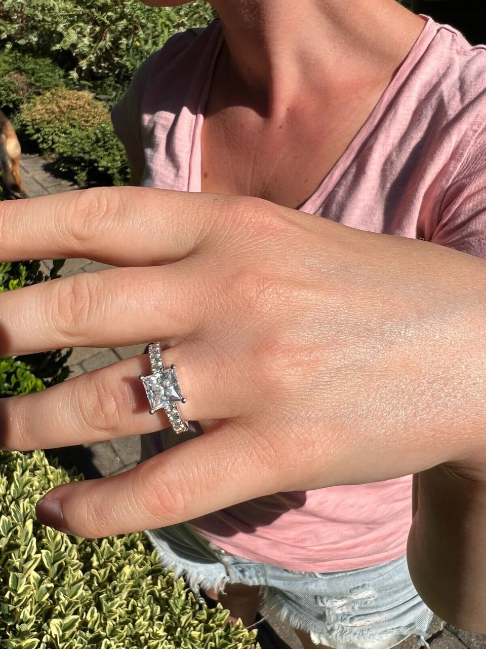 Real VVS D Square Princess Cut Moissanite Engagement Promise Ring 925 Silver 14 Real VVS D Square Princess Cut Moissanite Engagement Promise Ring 925 Silver - Image 12