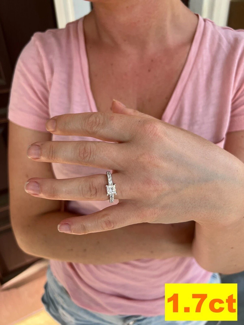 Real VVS D Square Princess Cut Moissanite Engagement Promise Ring 925 Silver 11 Real VVS D Square Princess Cut Moissanite Engagement Promise Ring 925 Silver - Image 9