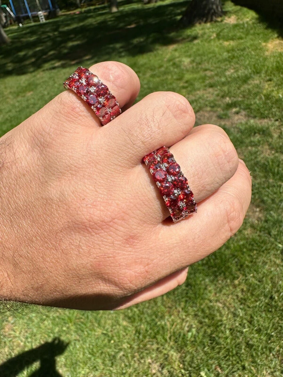 Red Moissanite Ring Real 925 Sterling Silver Hip Hop Iced Tennis Band Big 10mm 17 Red Moissanite Ring Real 925 Sterling Silver Hip Hop Iced Tennis Band Big 10mm - Image 15