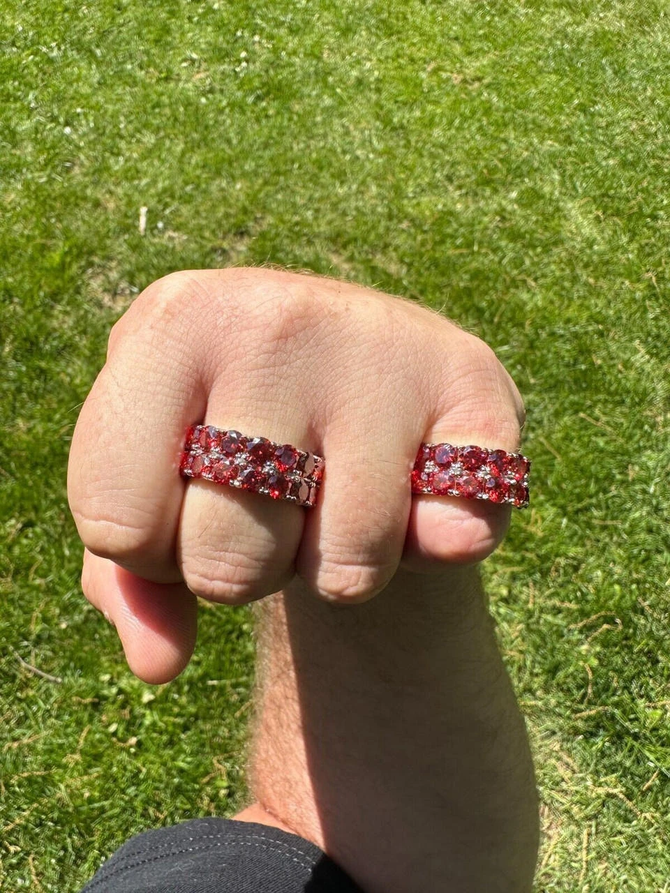 Red Moissanite Ring Real 925 Sterling Silver Hip Hop Iced Tennis Band Big 10mm 18 Red Moissanite Ring Real 925 Sterling Silver Hip Hop Iced Tennis Band Big 10mm - Image 16