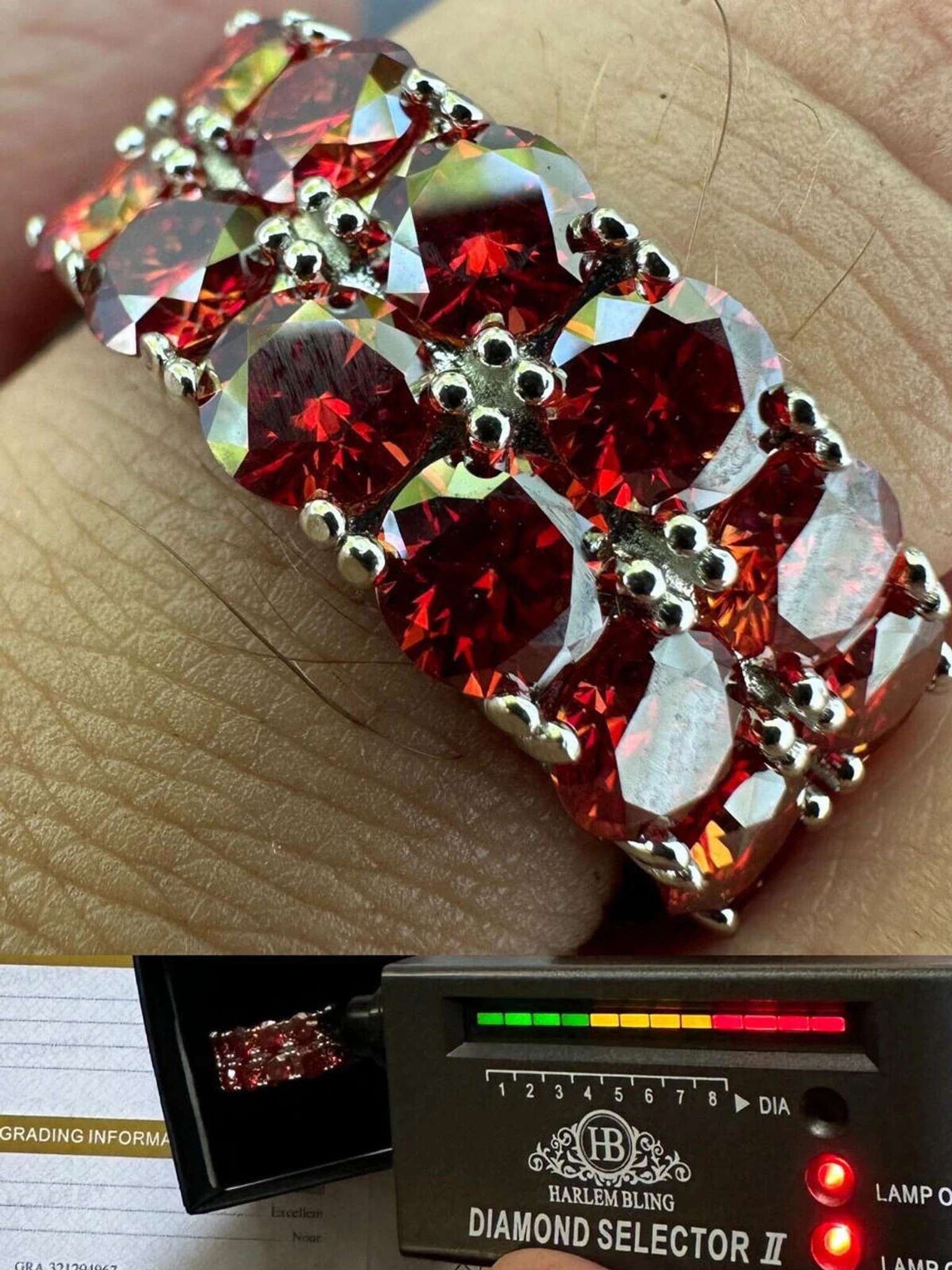 Red Moissanite Ring Real 925 Sterling Silver Hip Hop Iced Tennis Band Big 10mm 3 Red Moissanite Ring Real 925 Sterling Silver Hip Hop Iced Tennis Band Big 10mm