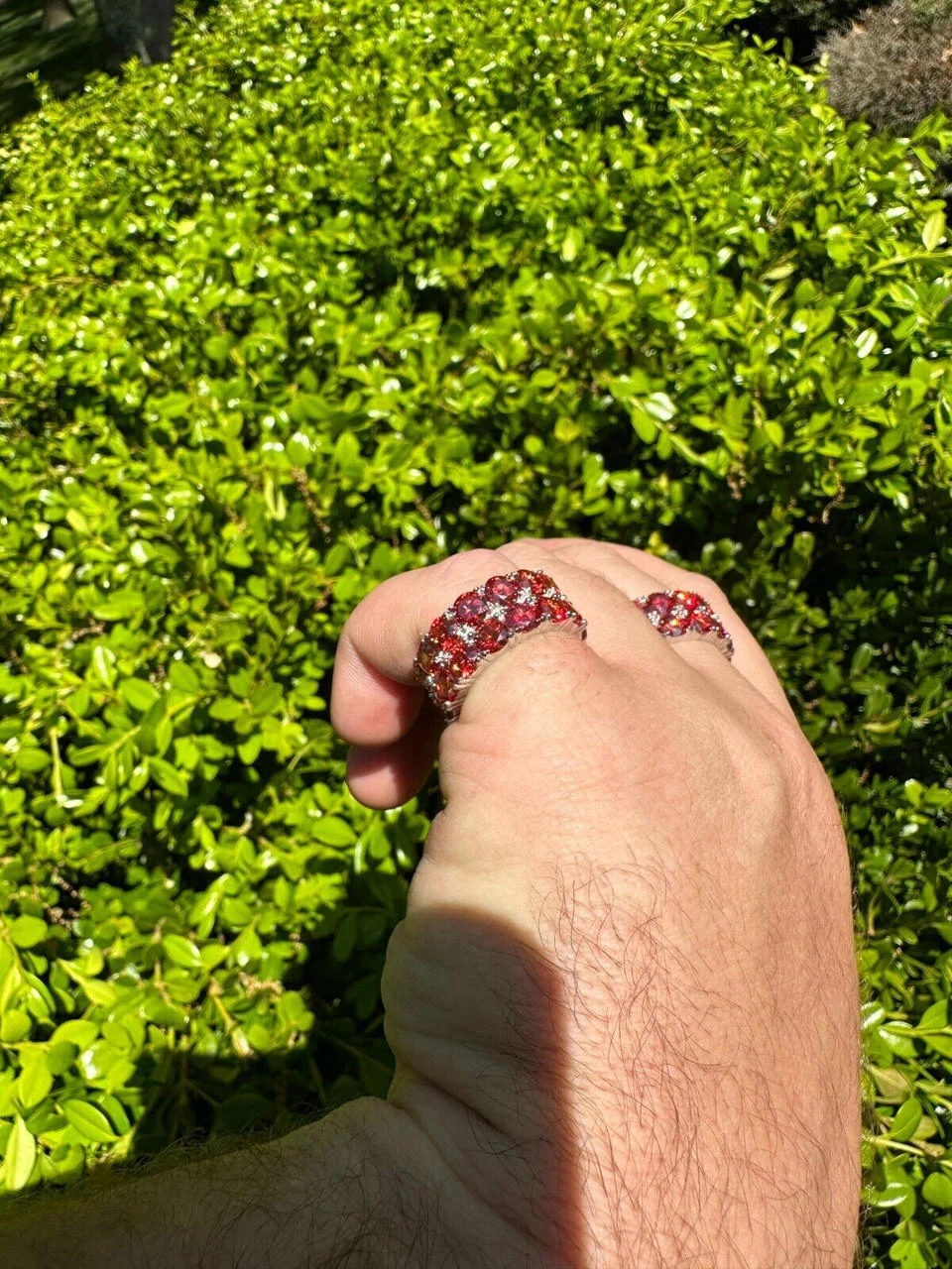 Red Moissanite Ring Real 925 Sterling Silver Hip Hop Iced Tennis Band Big 10mm 11 Red Moissanite Ring Real 925 Sterling Silver Hip Hop Iced Tennis Band Big 10mm - Image 9