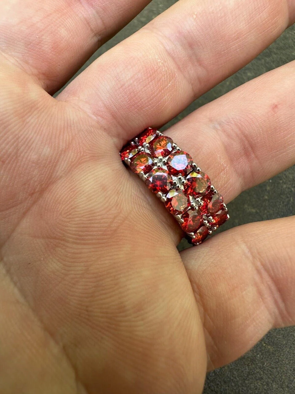 Red Moissanite Ring Real 925 Sterling Silver Hip Hop Iced Tennis Band Big 10mm 10 Red Moissanite Ring Real 925 Sterling Silver Hip Hop Iced Tennis Band Big 10mm - Image 8