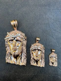 Rose 14k Gold Vermeil Jesus Piece Pendant Baguette MOISSANITE Pass Diamond Test -Harlem Bling Shop harlembling rose 14k gold vermeil jesus piece pendant baguette moissanite pass diamond test 24155.1664360272