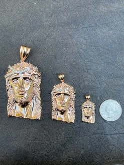 Rose 14k Gold Vermeil Jesus Piece Pendant Baguette MOISSANITE Pass Diamond Test -Harlem Bling Shop harlembling rose 14k gold vermeil jesus piece pendant baguette moissanite pass diamond test 77815.1664361548