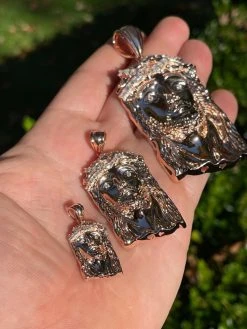 Rose 14k Gold Vermeil Jesus Piece Pendant Baguette MOISSANITE Pass Diamond Test -Harlem Bling Shop harlembling rose 14k gold vermeil jesus piece pendant baguette moissanite pass diamond test 85750.1664355079