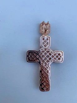 Rose Gold Over Solid 925 Silver Men's Large Baguette Diamond Cross Necklace 2" -Harlem Bling Shop harlembling rose gold over solid 925 silver mens large baguette diamond cross necklace 2 59019.1664393200