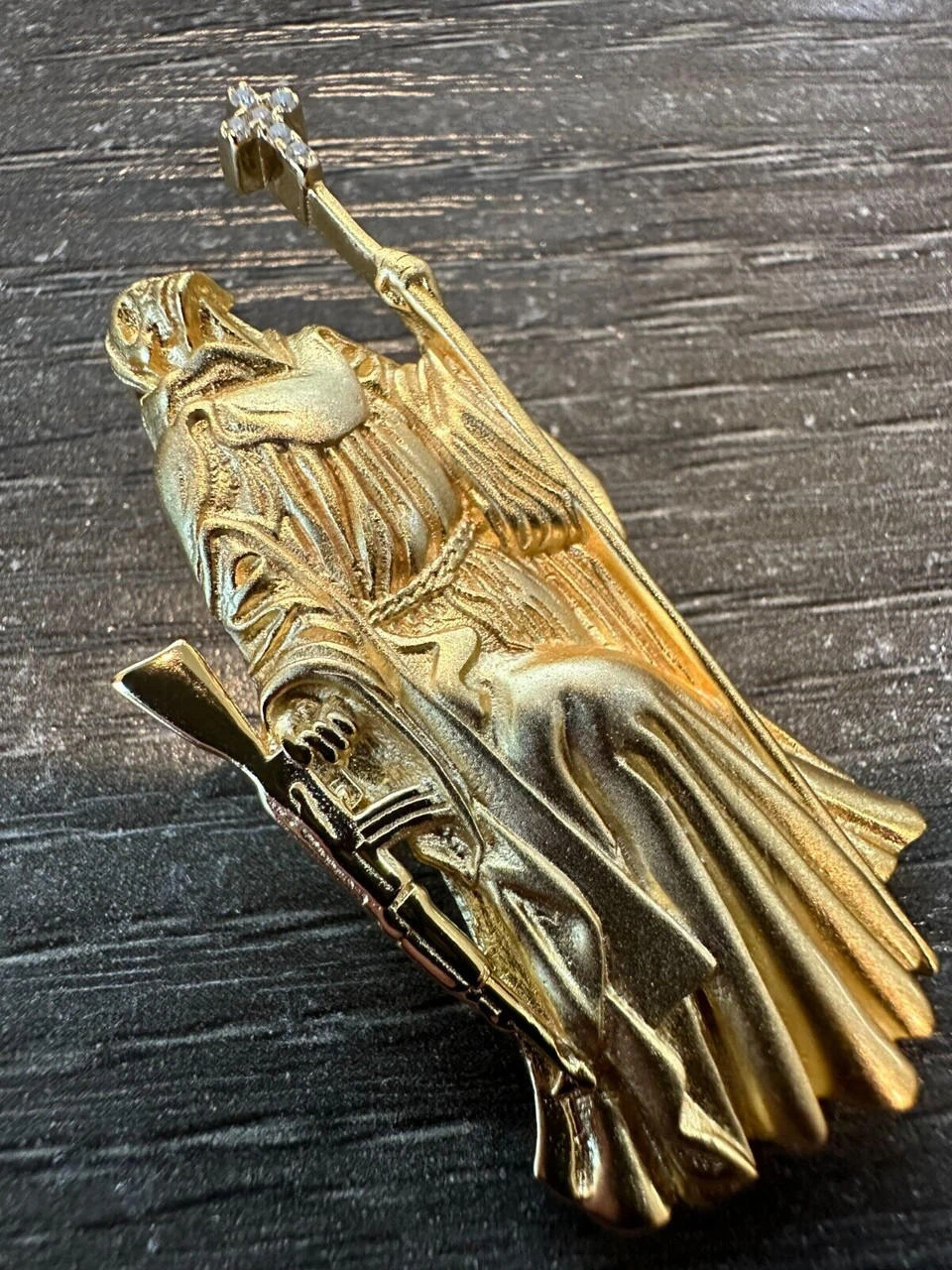 Santa Muerte Grim Reaper Death Pendant W. AK47 925 Silver / Gold Plated Necklace 18 Santa Muerte Grim Reaper Death Pendant W. AK47 925 Silver / Gold Plated Necklace - Image 16