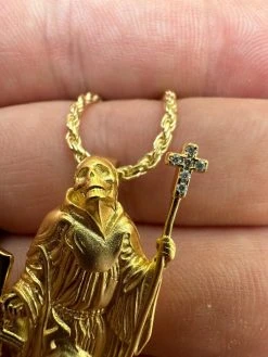Santa Muerte Grim Reaper Death Pendant W. AK47 925 Silver / Gold Plated Necklace 36 Santa Muerte Grim Reaper Death Pendant W. AK47 925 Silver / Gold Plated Necklace -Harlem Bling Shop harlembling santa muerte grim reaper death pendant w ak47 925 silver gold plated necklace 03346.1685568998