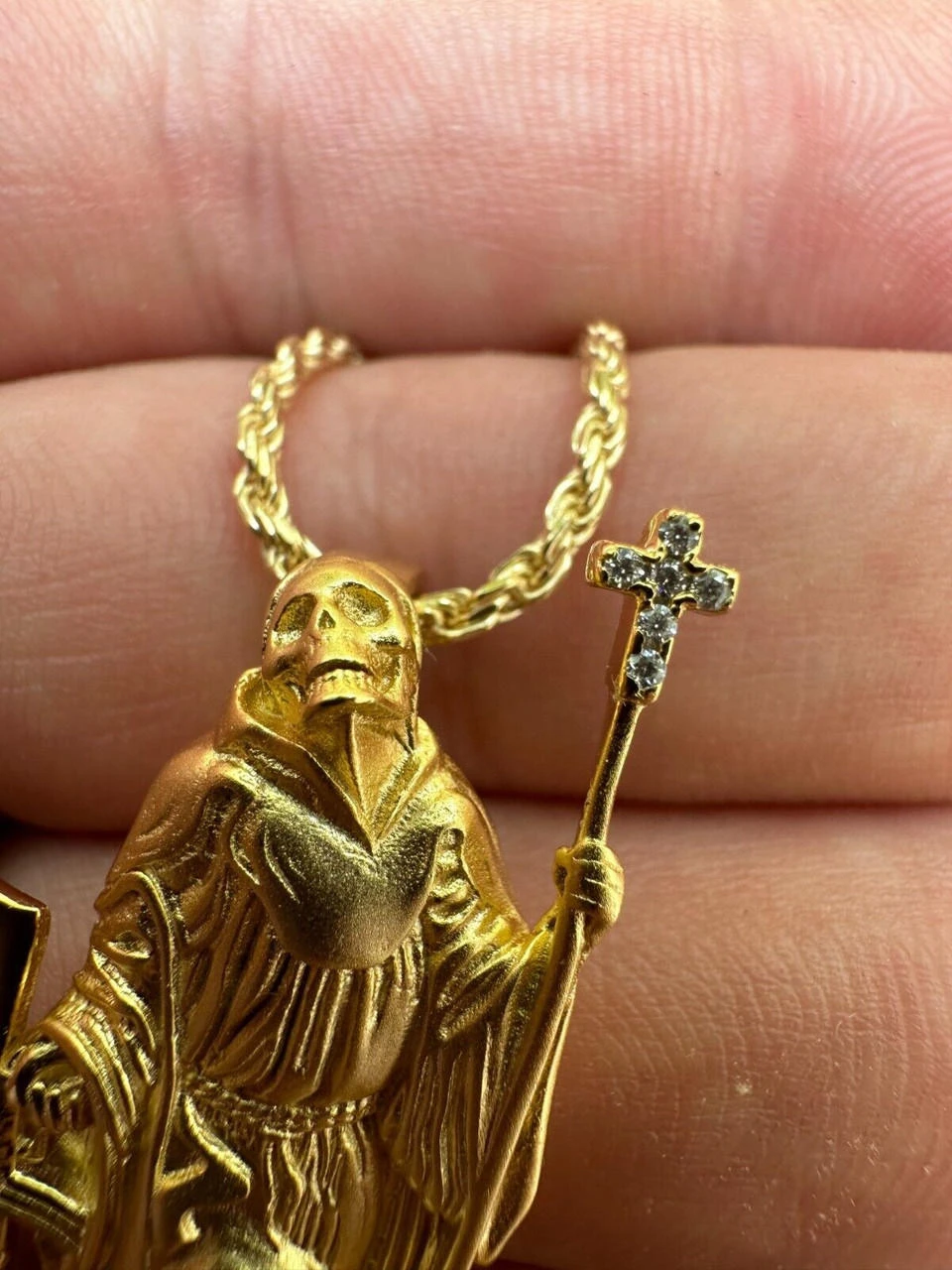 Santa Muerte Grim Reaper Death Pendant W. AK47 925 Silver / Gold Plated Necklace 17 Santa Muerte Grim Reaper Death Pendant W. AK47 925 Silver / Gold Plated Necklace - Image 15