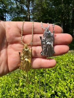 Santa Muerte Grim Reaper Death Pendant W. AK47 925 Silver / Gold Plated Necklace 39 Santa Muerte Grim Reaper Death Pendant W. AK47 925 Silver / Gold Plated Necklace -Harlem Bling Shop harlembling santa muerte grim reaper death pendant w ak47 925 silver gold plated necklace 09630.1685569007