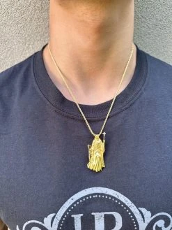 Santa Muerte Grim Reaper Death Pendant W. AK47 925 Silver / Gold Plated Necklace 24 Santa Muerte Grim Reaper Death Pendant W. AK47 925 Silver / Gold Plated Necklace -Harlem Bling Shop harlembling santa muerte grim reaper death pendant w ak47 925 silver gold plated necklace 45172.1685568959