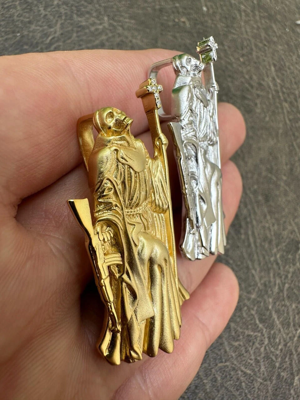Santa Muerte Grim Reaper Death Pendant W. AK47 925 Silver / Gold Plated Necklace 22 Santa Muerte Grim Reaper Death Pendant W. AK47 925 Silver / Gold Plated Necklace - Image 20