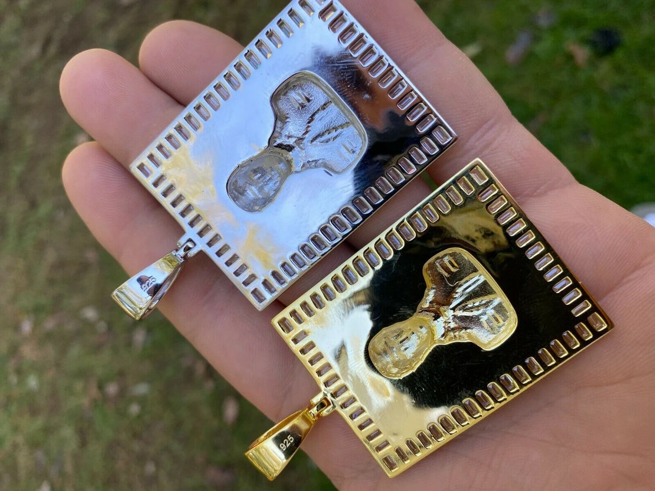 Silver & Gold Iced Jesus Malverde Chain Pendant 10 Silver & Gold Iced Jesus Malverde Chain Pendant - Image 8