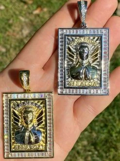 Silver & Gold Iced Jesus Malverde Chain Pendant
