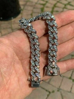 Silver Mens Miami Cuban Bracelet Real Iced Moissanite Pass Diamond Tester HEAVY 21 Silver Mens Miami Cuban Bracelet Real Iced Moissanite Pass Diamond Tester HEAVY -Harlem Bling Shop harlembling silver mens miami cuban bracelet real iced moissanite pass diamond tester heavy 59148.1664375809