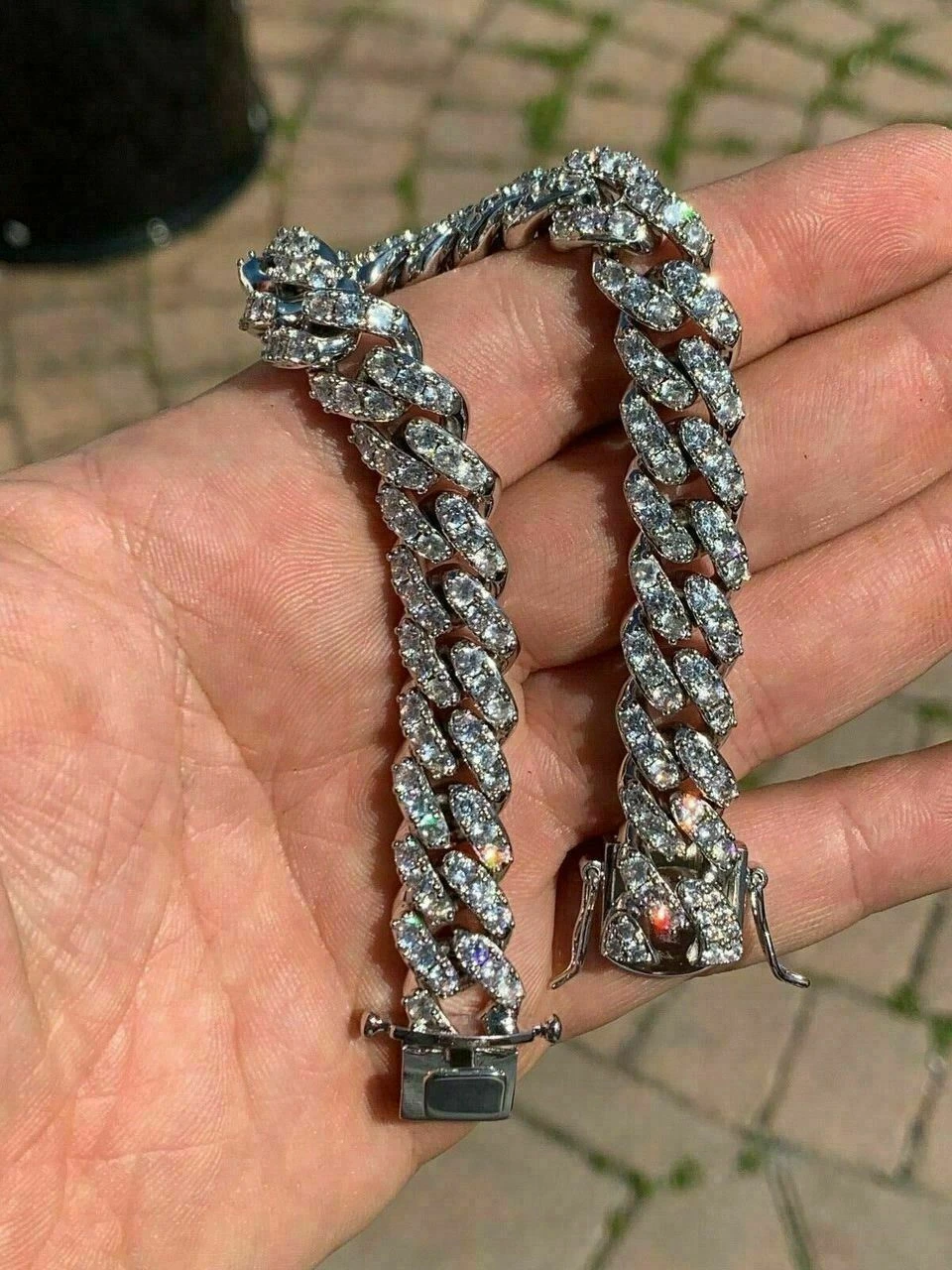 Silver Mens Miami Cuban Bracelet Real Iced Moissanite Pass Diamond Tester HEAVY 10 Silver Mens Miami Cuban Bracelet Real Iced Moissanite Pass Diamond Tester HEAVY - Image 8