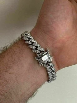 Silver Mens Miami Cuban Bracelet Real Iced Moissanite Pass Diamond Tester HEAVY 20 Silver Mens Miami Cuban Bracelet Real Iced Moissanite Pass Diamond Tester HEAVY -Harlem Bling Shop harlembling silver mens miami cuban bracelet real iced moissanite pass diamond tester heavy 94130.1664392481
