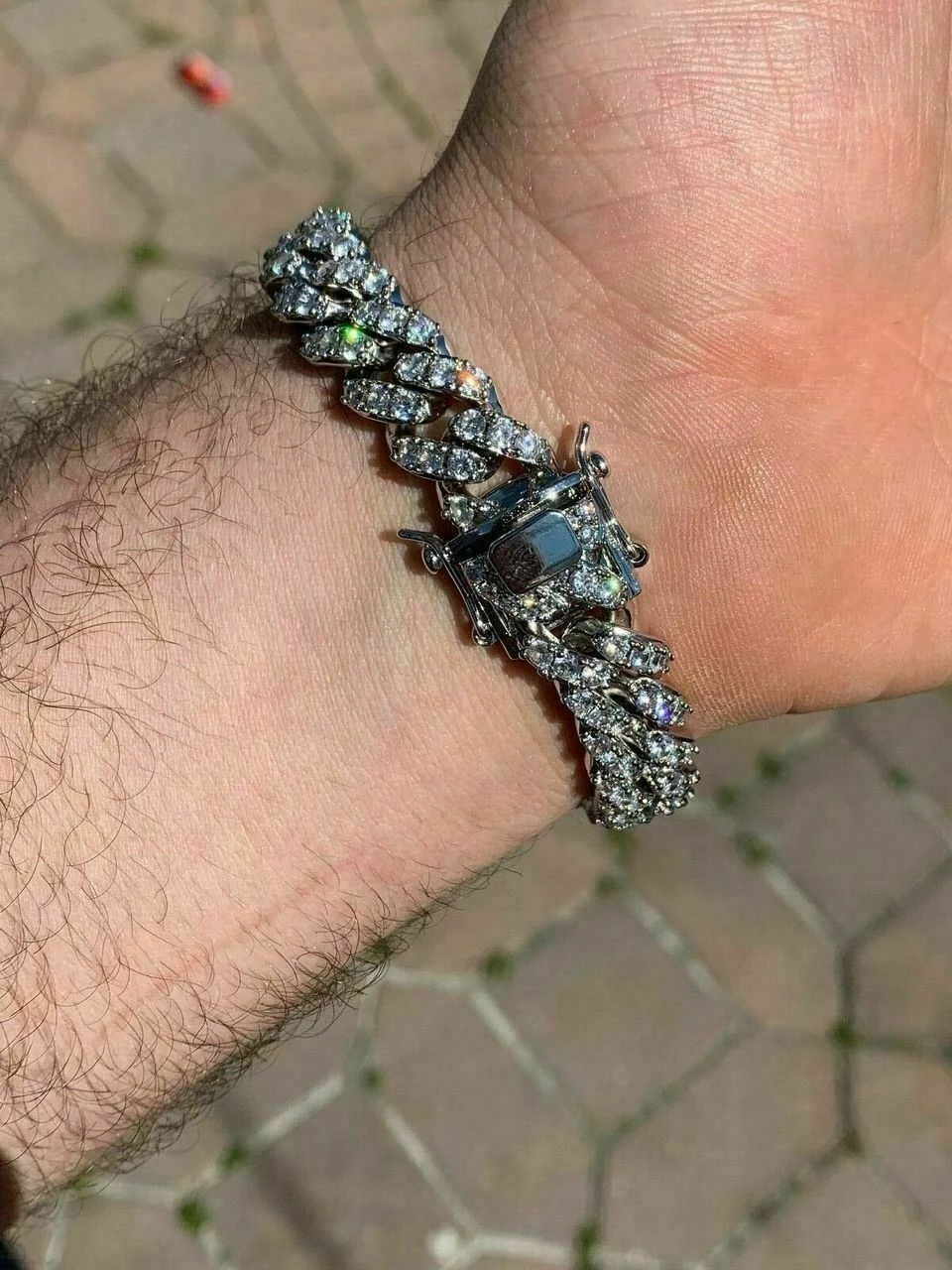 Silver Mens Miami Cuban Bracelet Real Iced Moissanite Pass Diamond Tester HEAVY 8 Silver Mens Miami Cuban Bracelet Real Iced Moissanite Pass Diamond Tester HEAVY - Image 6