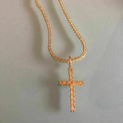 Single Row Tennis Chain W. Cross 14k Gold & 925 Sterling Silver 40ct Diamond 18 Single Row Tennis Chain W. Cross 14k Gold & 925 Sterling Silver 40ct Diamond -Harlem Bling Shop harlembling single row tennis chain w cross 14k gold and 925 sterling silver 40ct diamond 32689.1664390170