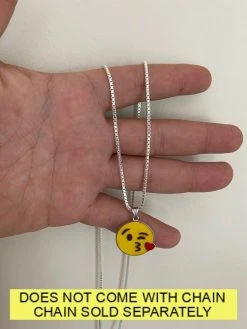 Smiley Blow Kiss Love Emoji Solid 925 Sterling Silver 1" Pendant For Necklace 21 Smiley Blow Kiss Love Emoji Solid 925 Sterling Silver 1" Pendant For Necklace -Harlem Bling Shop harlembling smiley blow kiss love emoji solid 925 sterling silver 1 pendant for necklace 02109.1664387068