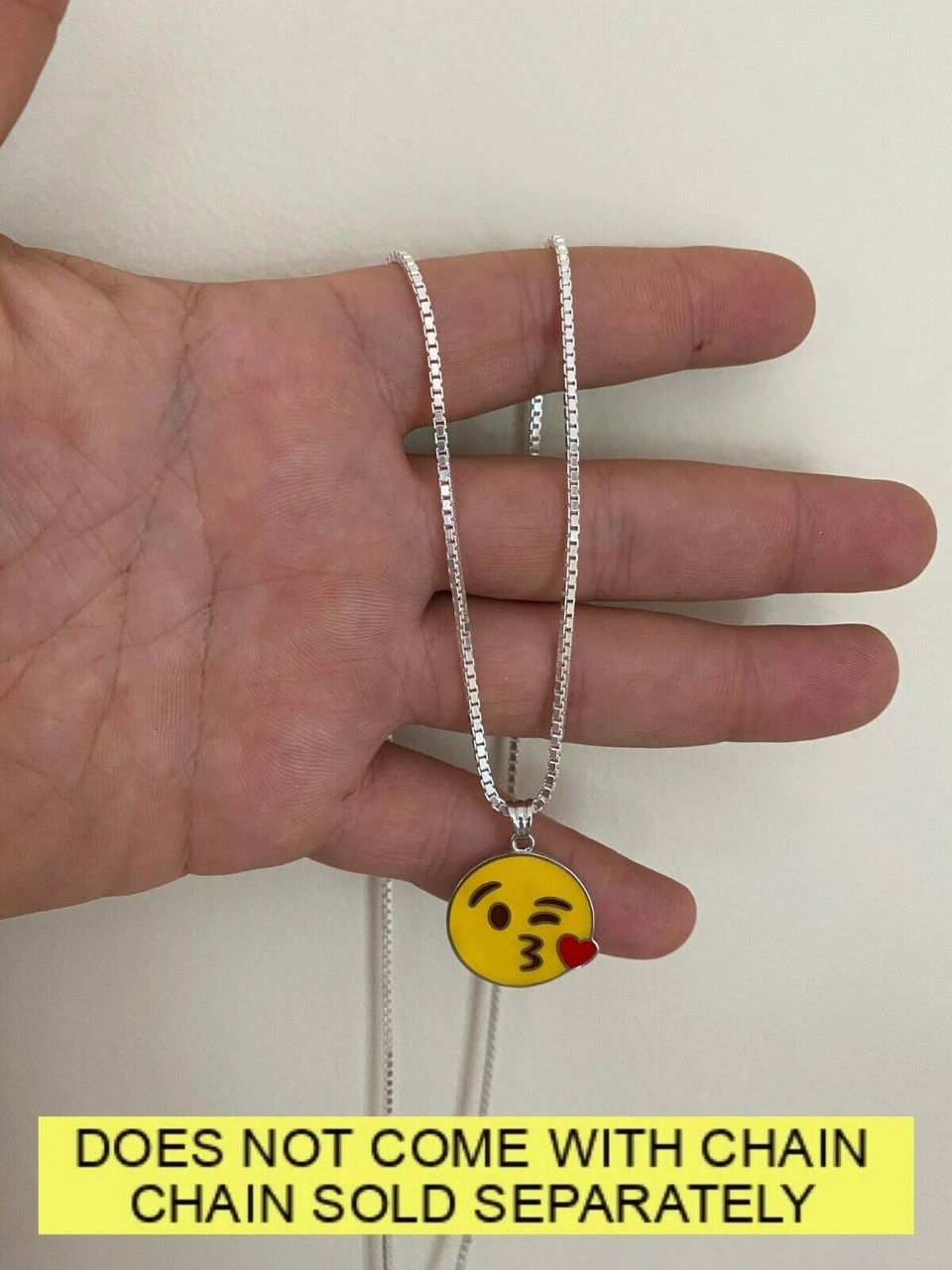 Smiley Blow Kiss Love Emoji Solid 925 Sterling Silver 1" Pendant For Necklace 11 Smiley Blow Kiss Love Emoji Solid 925 Sterling Silver 1" Pendant For Necklace - Image 9
