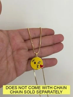Smiley Kiss Emoji Pendant - Show Love - 14k Gold Over 925 Sterling Silver - 1" Small 14 Smiley Kiss Emoji Pendant - Show Love - 14k Gold Over 925 Sterling Silver - 1" Small -Harlem Bling Shop harlembling smiley kiss love emoji gold over 925 sterling silver 1 pendant for necklace 45877.1664393689