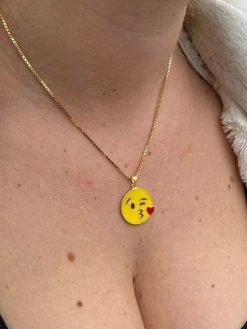 Smiley Kiss Emoji Pendant - Show Love - 14k Gold Over 925 Sterling Silver - 1" Small 17 Smiley Kiss Emoji Pendant - Show Love - 14k Gold Over 925 Sterling Silver - 1" Small -Harlem Bling Shop harlembling smiley kiss love emoji gold over 925 sterling silver 1 pendant for necklace 61538.1664382977