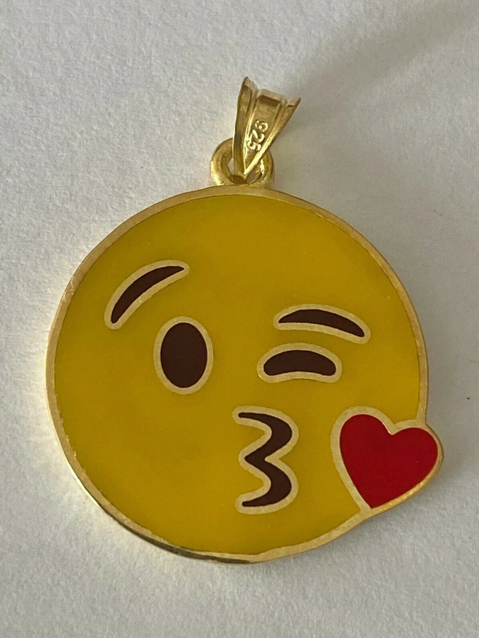 Smiley Kiss Emoji Pendant - Show Love - 14k Gold Over 925 Sterling Silver - 1" Small 9 Smiley Kiss Emoji Pendant - Show Love - 14k Gold Over 925 Sterling Silver - 1" Small - Image 7