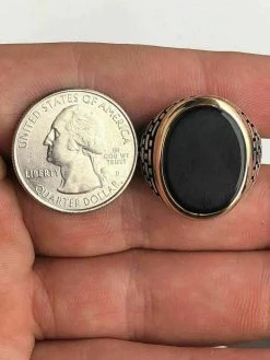 Solid 10k Gold & 925 Sterling Silver Black Onyx Mens LARGE Ring Size 7-13 Pinky -Harlem Bling Shop harlembling solid 10k gold and 925 sterling silver black onyx mens large ring size 7 13 pinky 59666.1664397756