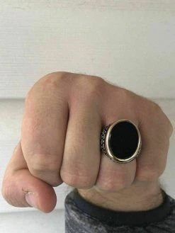 Solid 10k Gold & 925 Sterling Silver Black Onyx Mens LARGE Ring Size 7-13 Pinky -Harlem Bling Shop harlembling solid 10k gold and 925 sterling silver black onyx mens large ring size 7 13 pinky 70685.1664379361
