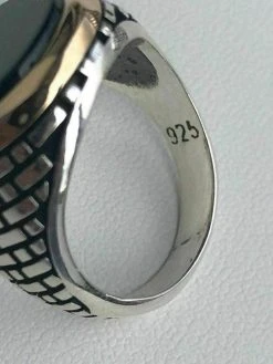 Solid 10k Gold & 925 Sterling Silver Black Onyx Mens LARGE Ring Size 7-13 Pinky -Harlem Bling Shop harlembling solid 10k gold and 925 sterling silver black onyx mens large ring size 7 13 pinky 84346.1665669943