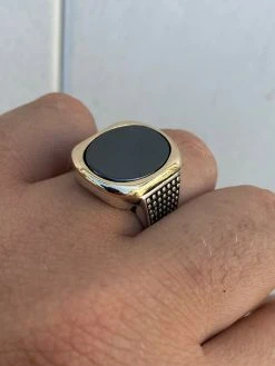 Solid 10k Gold & 925 Sterling Silver Black Onyx Mens LARGE Ring Sizes 7-13 Pinky -Harlem Bling Shop harlembling solid 10k gold and 925 sterling silver black onyx mens large ring sizes 7 13 pinky 44189.1664382614