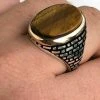 Solid 10k Gold & 925 Sterling Silver Tiger's Eye Mens Ring Size 7-13 Pinky -Harlem Bling Shop harlembling solid 10k gold and 925 sterling silver tigers eye mens ring size 7 13 pinky 09673.1664381170