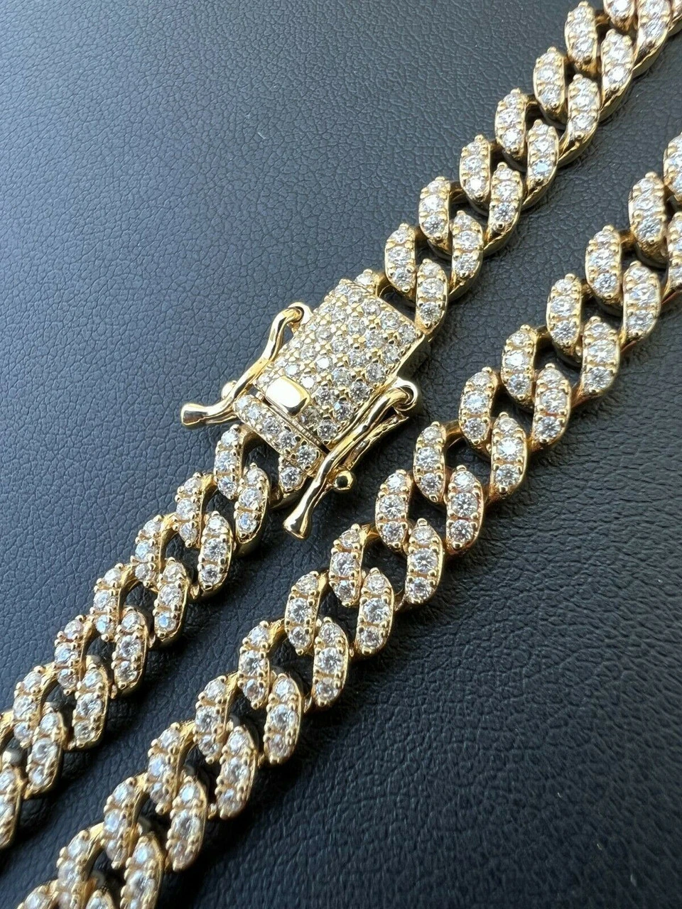 Solid 10k Gold Iced MOISSANITE 6mm Miami Cuban Chain Necklace Pass Diamond Test 4 Solid 10k Gold Iced MOISSANITE 6mm Miami Cuban Chain Necklace Pass Diamond Test - Image 2