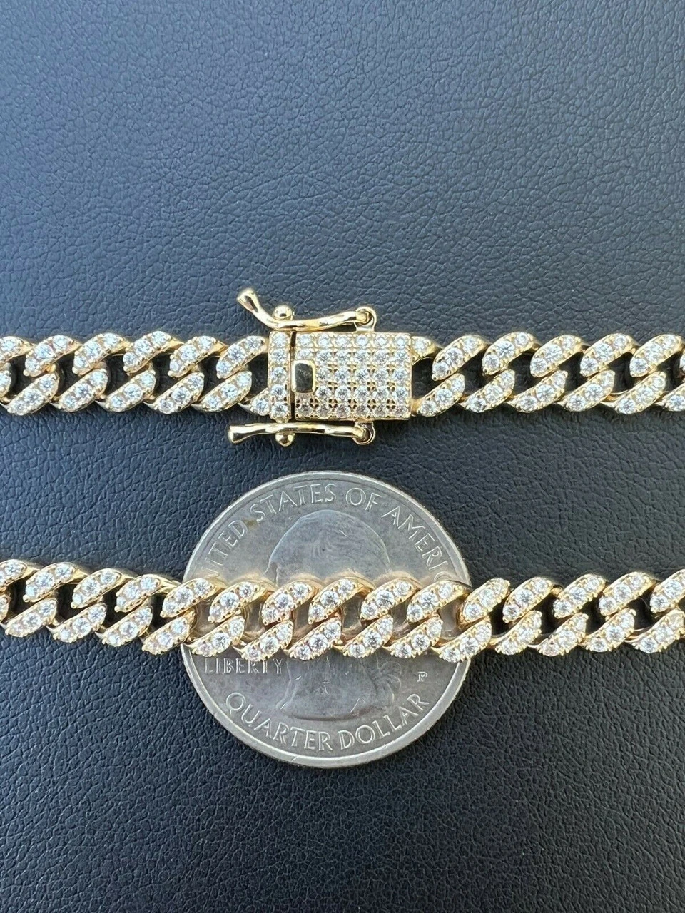 Solid 10k Gold Iced MOISSANITE 6mm Miami Cuban Chain Necklace Pass Diamond Test 9 Solid 10k Gold Iced MOISSANITE 6mm Miami Cuban Chain Necklace Pass Diamond Test - Image 7