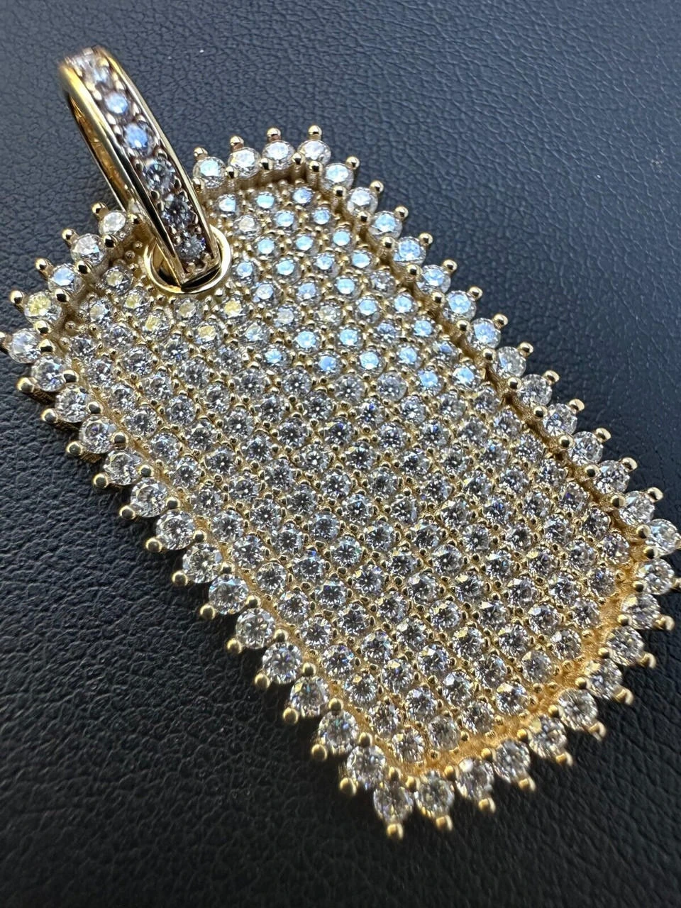 Solid 10k Yellow Or White Gold Iced 3.9ct Moissanite Dog Tag Pendant Necklace 5 Solid 10k Yellow Or White Gold Iced 3.9ct Moissanite Dog Tag Pendant Necklace - Image 3