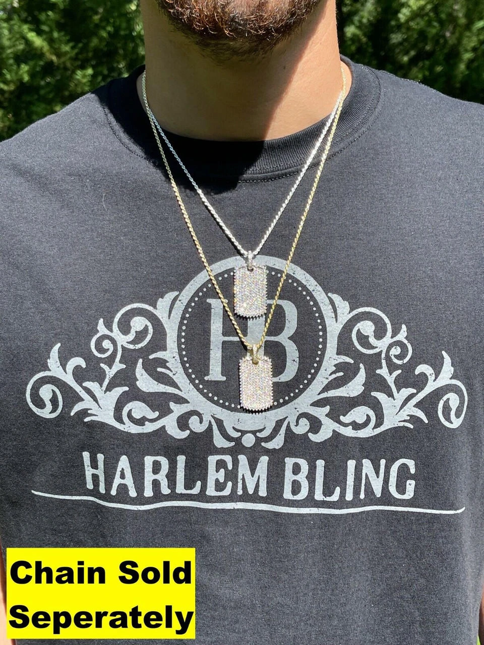 Solid 10k Yellow Or White Gold Iced 3.9ct Moissanite Dog Tag Pendant Necklace 6 Solid 10k Yellow Or White Gold Iced 3.9ct Moissanite Dog Tag Pendant Necklace - Image 4