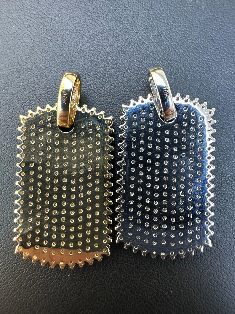 Solid 10k Yellow Or White Gold Iced 3.9ct Moissanite Dog Tag Pendant Necklace 8 Solid 10k Yellow Or White Gold Iced 3.9ct Moissanite Dog Tag Pendant Necklace - Image 6