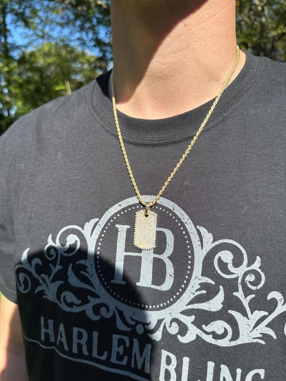 Solid 10k Yellow Or White Gold Iced 3.9ct Moissanite Dog Tag Pendant Necklace 20 Solid 10k Yellow Or White Gold Iced 3.9ct Moissanite Dog Tag Pendant Necklace - Image 18