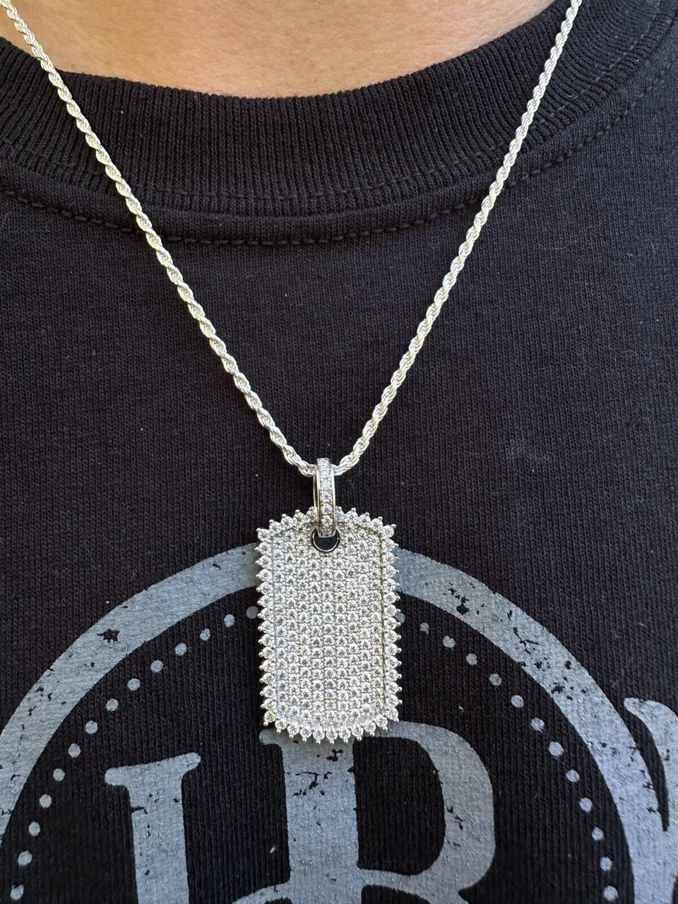 Solid 10k Yellow Or White Gold Iced 3.9ct Moissanite Dog Tag Pendant Necklace 21 Solid 10k Yellow Or White Gold Iced 3.9ct Moissanite Dog Tag Pendant Necklace - Image 19