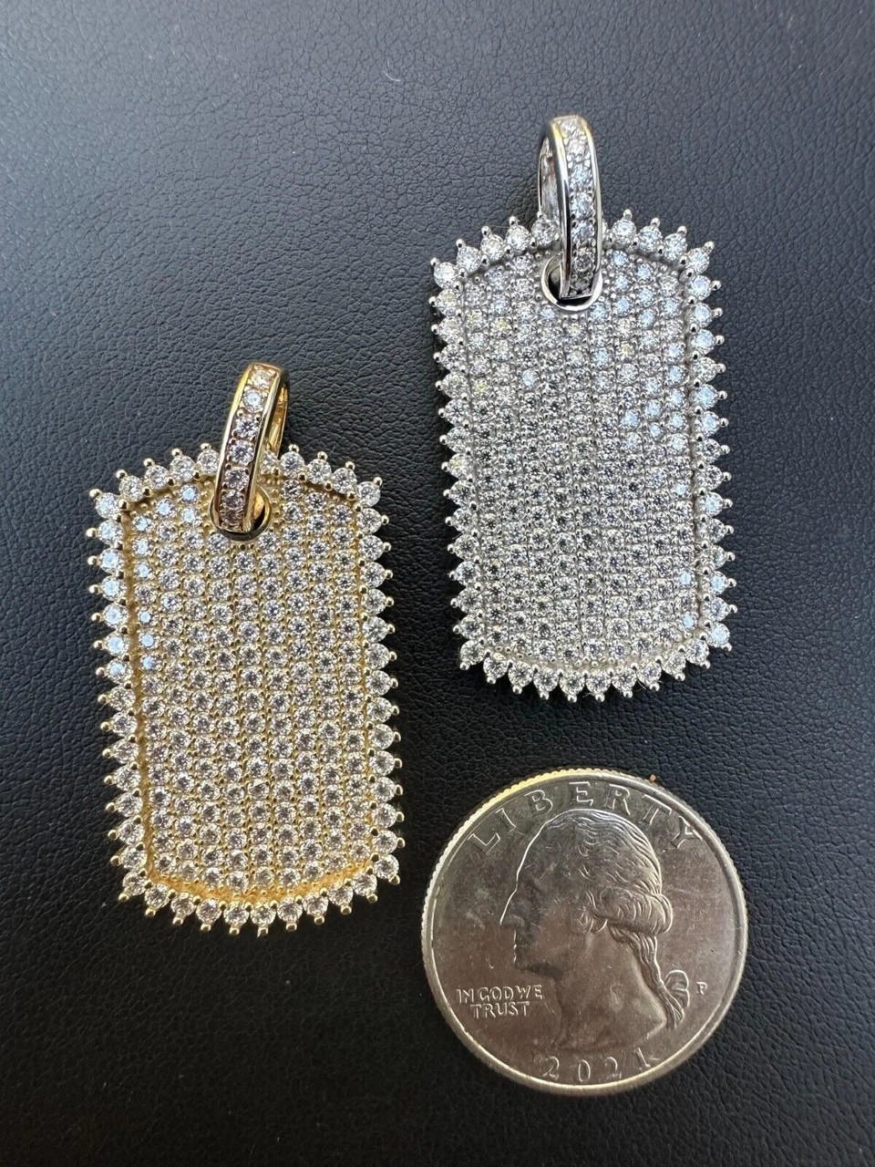 Solid 10k Yellow Or White Gold Iced 3.9ct Moissanite Dog Tag Pendant Necklace 10 Solid 10k Yellow Or White Gold Iced 3.9ct Moissanite Dog Tag Pendant Necklace - Image 8