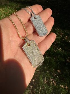 Solid 10k Yellow Or White Gold Iced 3.9ct Moissanite Dog Tag Pendant Necklace 34 Solid 10k Yellow Or White Gold Iced 3.9ct Moissanite Dog Tag Pendant Necklace -Harlem Bling Shop harlembling solid 10k yellow or white gold iced 3.9ct moissanite dog tag pendant necklace 97825.1697424161
