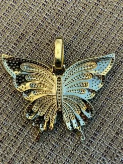 Solid 925 Silver 14k Gold Finish HUGE Iced 2.5" Butterly HipHop Pendant Necklace 22 Solid 925 Silver 14k Gold Finish HUGE Iced 2.5" Butterly HipHop Pendant Necklace -Harlem Bling Shop harlembling solid 925 silver 14k gold finish huge iced 2.5 butterly hiphop pendant necklace 48513.1664383537