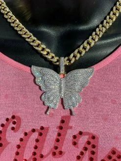 Solid 925 Silver 14k Gold Finish HUGE Iced 2.5" Butterly HipHop Pendant Necklace 15 Solid 925 Silver 14k Gold Finish HUGE Iced 2.5" Butterly HipHop Pendant Necklace -Harlem Bling Shop harlembling solid 925 silver 14k gold finish huge iced 2.5 butterly hiphop pendant necklace 76380.1664383450