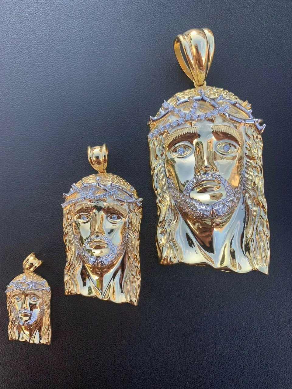 Solid 925 Silver 14k Gold Jesus Piece Pendant 5 Solid 925 Silver 14k Gold Jesus Piece Pendant - Image 3